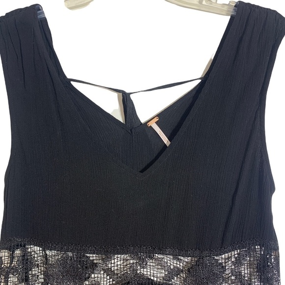 - NWT Free People Black Summer Feeling Dress Lace Cutouts Embroidered Mini - Picture 8 of 13